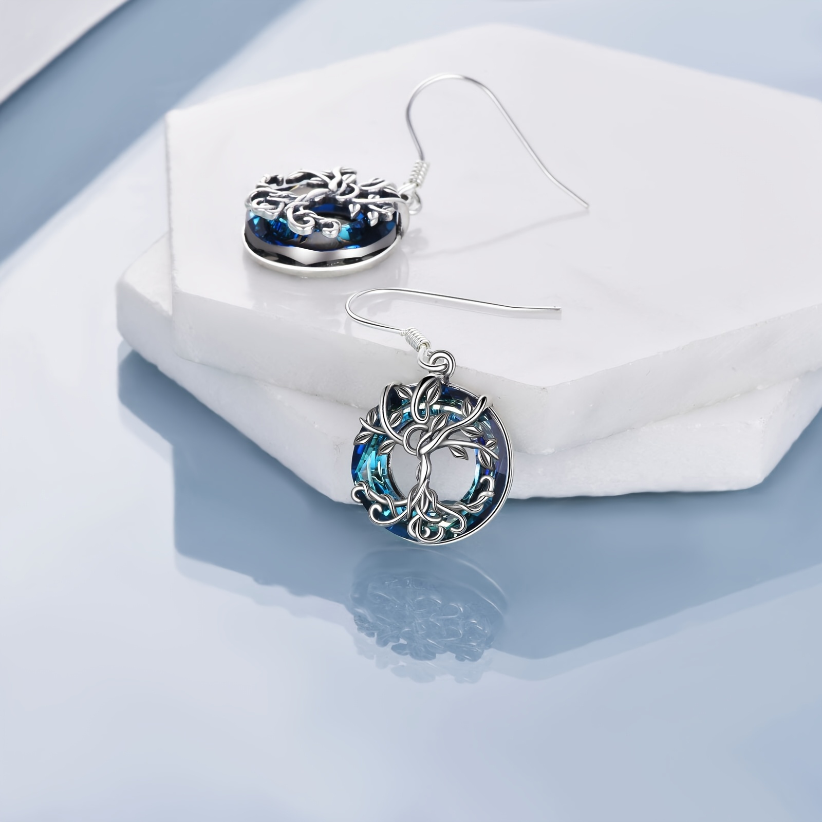 Women's 925 Sterling Silver Tree of Life Dangle Earrings